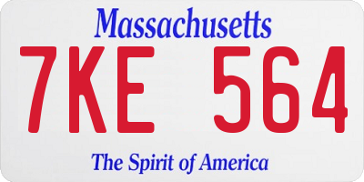 MA license plate 7KE564