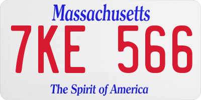 MA license plate 7KE566