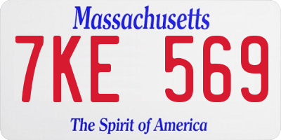 MA license plate 7KE569