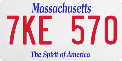 MA license plate 7KE570