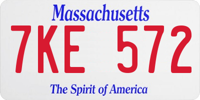 MA license plate 7KE572