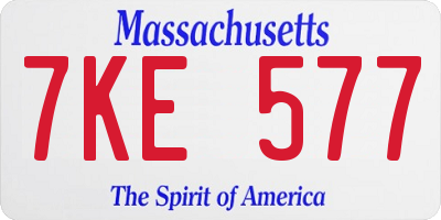 MA license plate 7KE577
