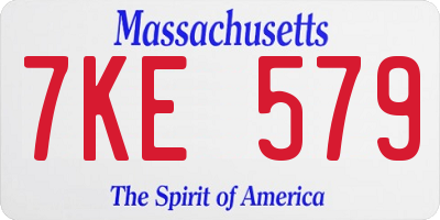 MA license plate 7KE579