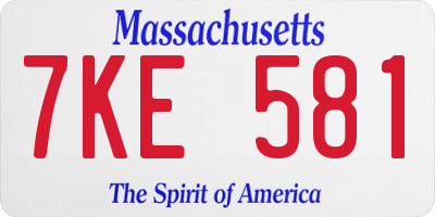MA license plate 7KE581