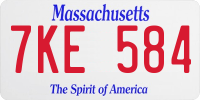 MA license plate 7KE584