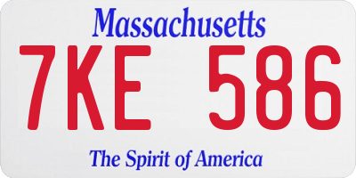 MA license plate 7KE586