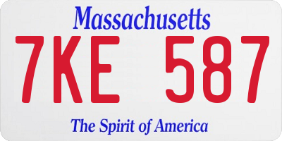 MA license plate 7KE587