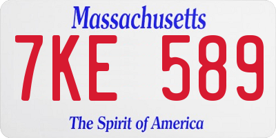 MA license plate 7KE589