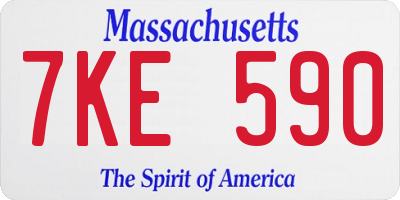 MA license plate 7KE590