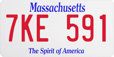 MA license plate 7KE591