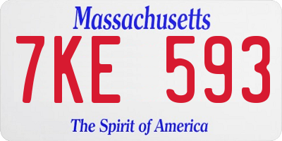 MA license plate 7KE593