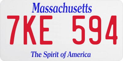 MA license plate 7KE594