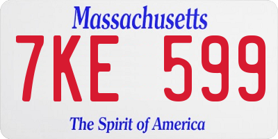MA license plate 7KE599