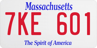 MA license plate 7KE601