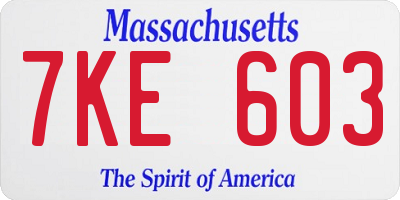 MA license plate 7KE603