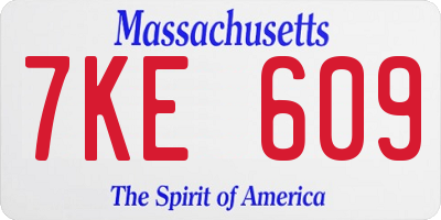 MA license plate 7KE609