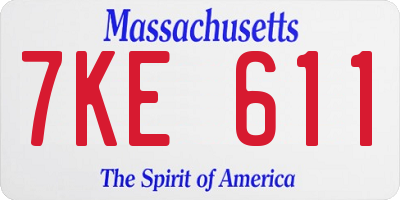MA license plate 7KE611