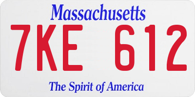 MA license plate 7KE612