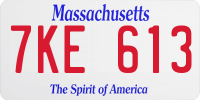 MA license plate 7KE613