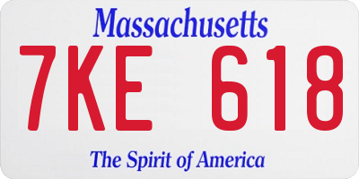 MA license plate 7KE618