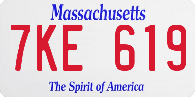 MA license plate 7KE619