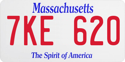 MA license plate 7KE620