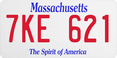 MA license plate 7KE621