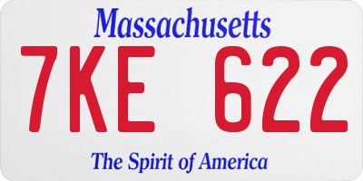 MA license plate 7KE622