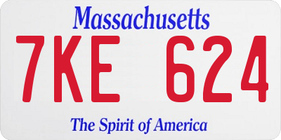 MA license plate 7KE624