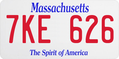 MA license plate 7KE626