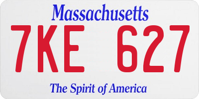 MA license plate 7KE627