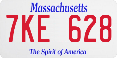 MA license plate 7KE628