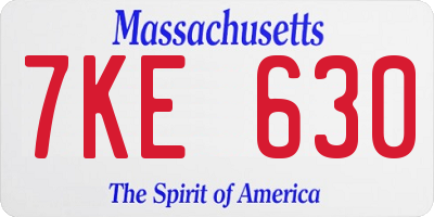 MA license plate 7KE630