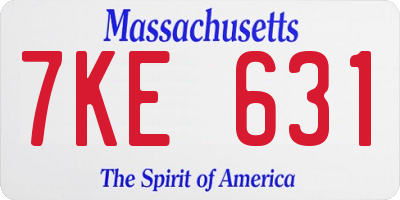 MA license plate 7KE631