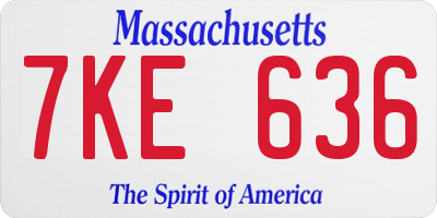 MA license plate 7KE636