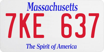 MA license plate 7KE637