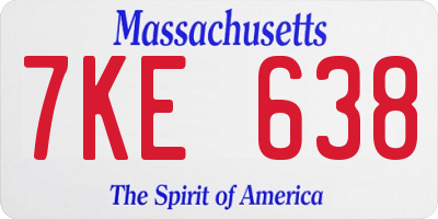 MA license plate 7KE638