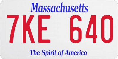 MA license plate 7KE640