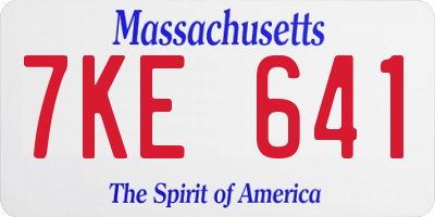 MA license plate 7KE641