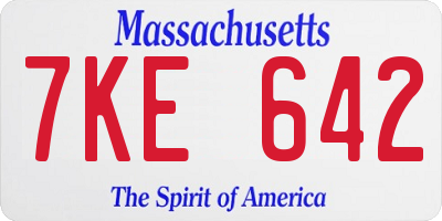 MA license plate 7KE642