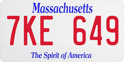 MA license plate 7KE649