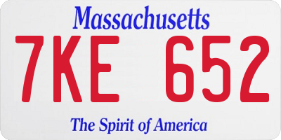 MA license plate 7KE652