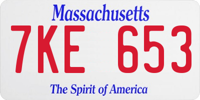 MA license plate 7KE653