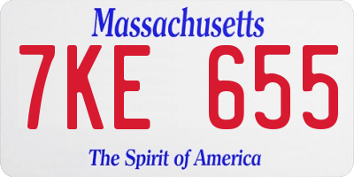 MA license plate 7KE655