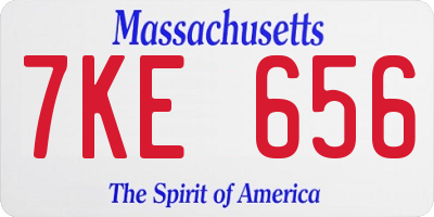 MA license plate 7KE656