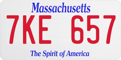 MA license plate 7KE657