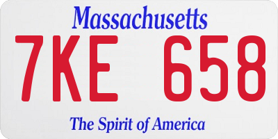MA license plate 7KE658