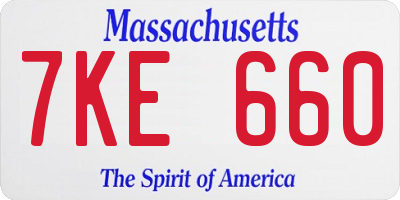 MA license plate 7KE660