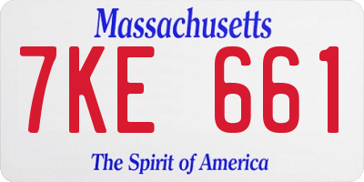 MA license plate 7KE661