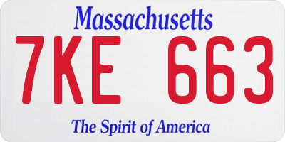 MA license plate 7KE663